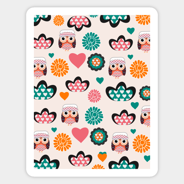 Owls and hearts Sticker by cocodes